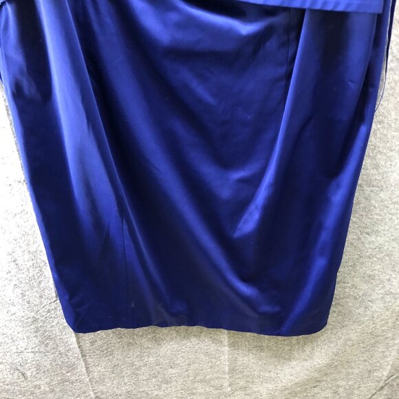 Talbots Satin Sheath Dress Womens 14W-16W Royal Blue Sleeveless Drape Formal - Picture 4 of 11